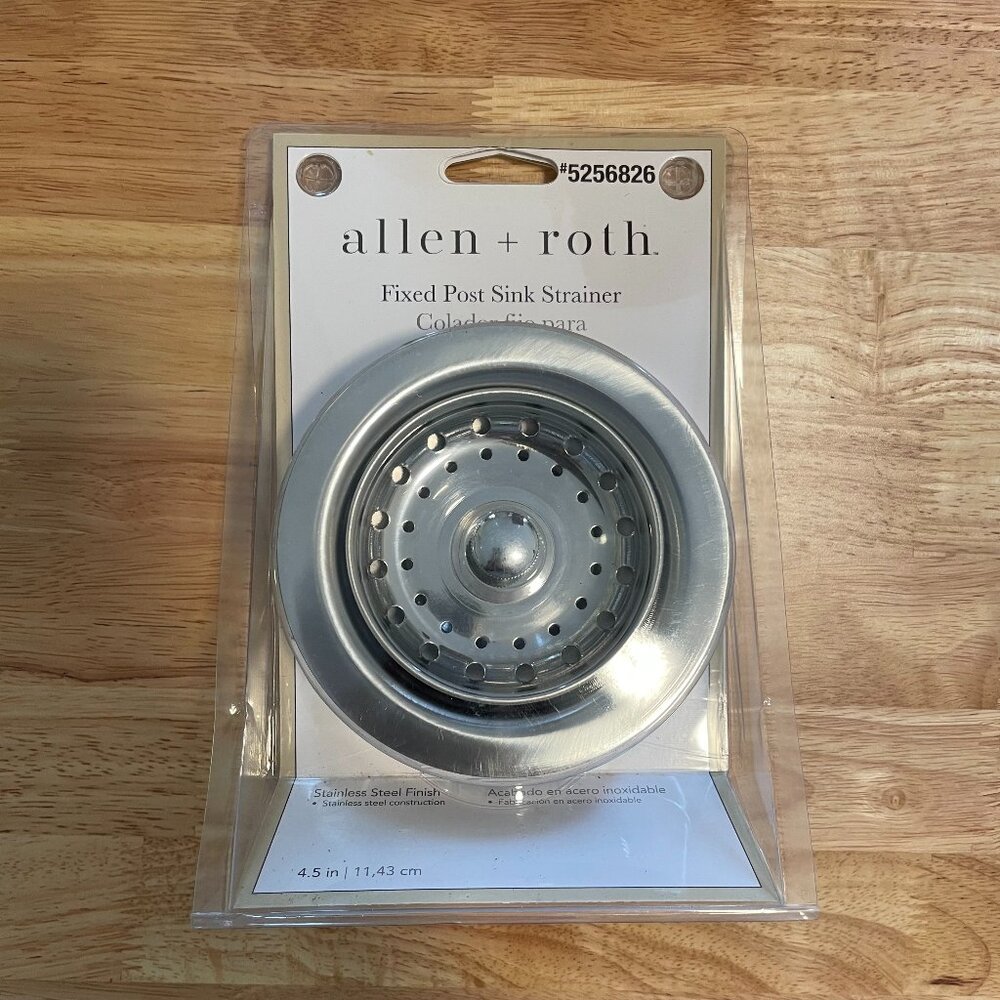 Allen + Roth 4.5" Fixed Post Sink Strainer Stainless Steel Finish NEW